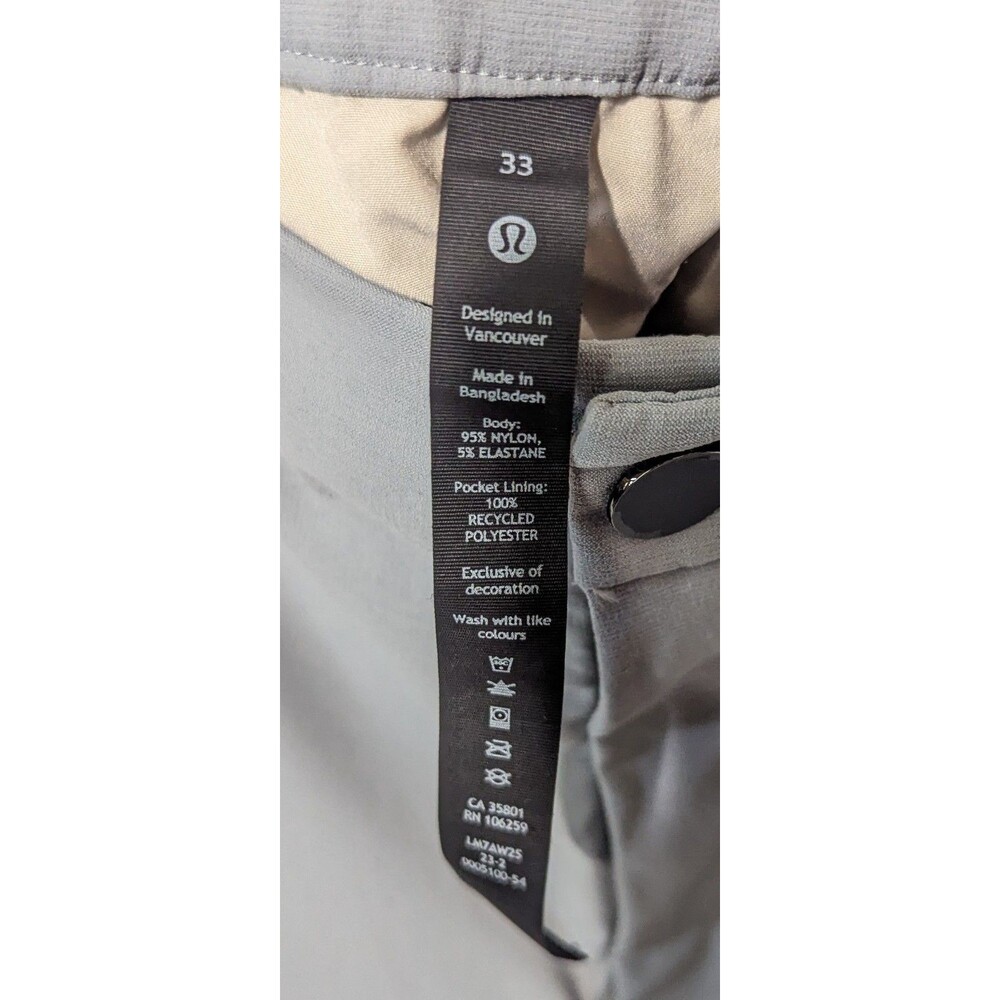 EUC - Lululemon Mens Commission Classic Fit Gray Golf Shorts Sz 33 x 9" - Picture 4 of 8